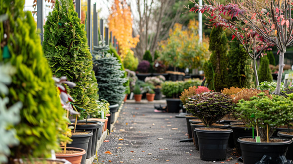 different tree varieties at a local nursery
