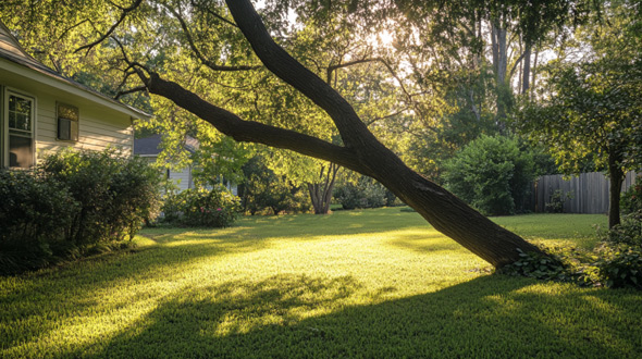 leaning tree in marietta ga yard